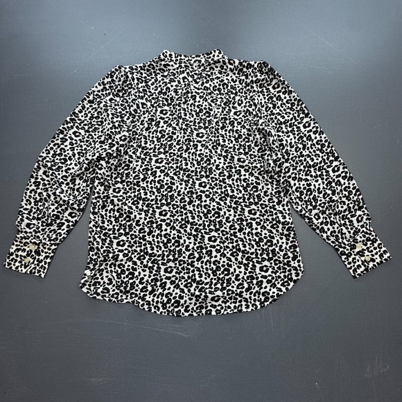 LOFT Petites Blouse Women's S Leopard Print Long Sleeve Button Front Career - Picture 7 of 8